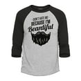 thumbnail image 1 of Shop4Ever Men's Don't Hate Me Because I'm Beardiful Funny Raglan Baseball Shirt XX-Large Heather Grey/Black, 1 of 4