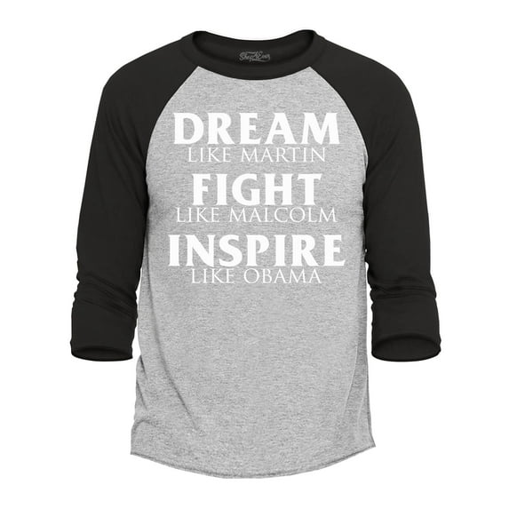 Shop4Ever Men's Dream Like Martin Raglan Baseball Shirt Medium Heather Grey/Black
