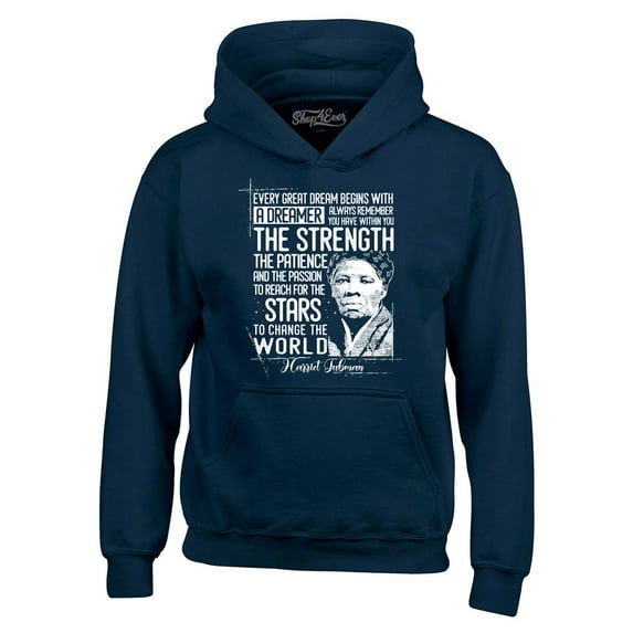 Shop4Ever Men's Dreamer Change The World Quote Harriet Tubman Hooded Sweatshirt Hoodie Large Navy