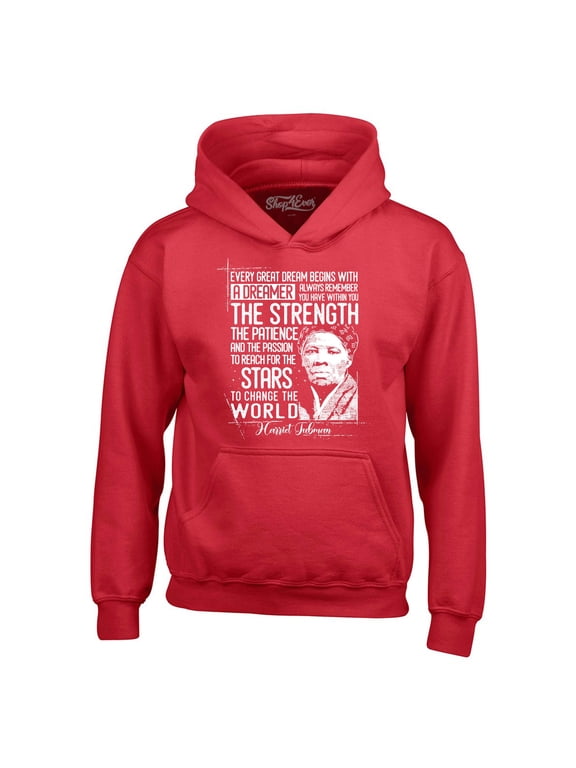 Men's Dreamer Change The World Quote Harriet Tubman Hooded Sweatshirt Hoodie Large Red