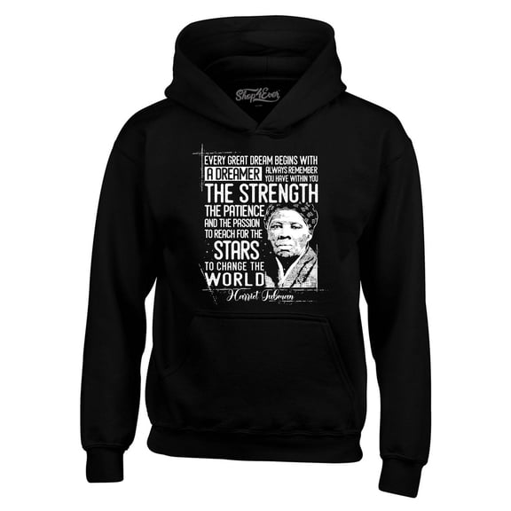 Shop4Ever Men's Dreamer Change The World Quote Harriet Tubman Hooded Sweatshirt Hoodie XX-Large Black