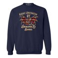 thumbnail image 1 of Shop4Ever Men's Easily Distracted by Dragons and Books Crewneck Sweatshirt Large Navy, 1 of 5