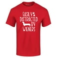 thumbnail image 1 of Shop4Ever Men's Easily Distracted by Wieners Weenie Dog Graphic T-shirt XX-Large Red, 1 of 5