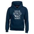 thumbnail image 1 of Shop4Ever Men's Easily Distracted by Wieners Weenie Dog Hooded Sweatshirt Hoodie Medium Navy, 1 of 5