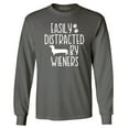 thumbnail image 1 of Shop4Ever Men's Easily Distracted by Wieners Weenie Dog Long Sleeve Shirt Medium Charcoal, 1 of 5