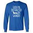 thumbnail image 1 of Shop4Ever Men's Easily Distracted by Wieners Weenie Dog Long Sleeve Shirt Medium Royal Blue, 1 of 5