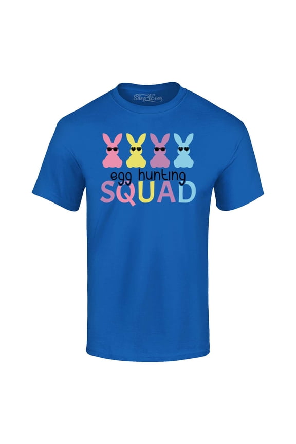 Men's Easter Bunny Egg Hunting Squad Graphic T-shirt Large Royal Blue