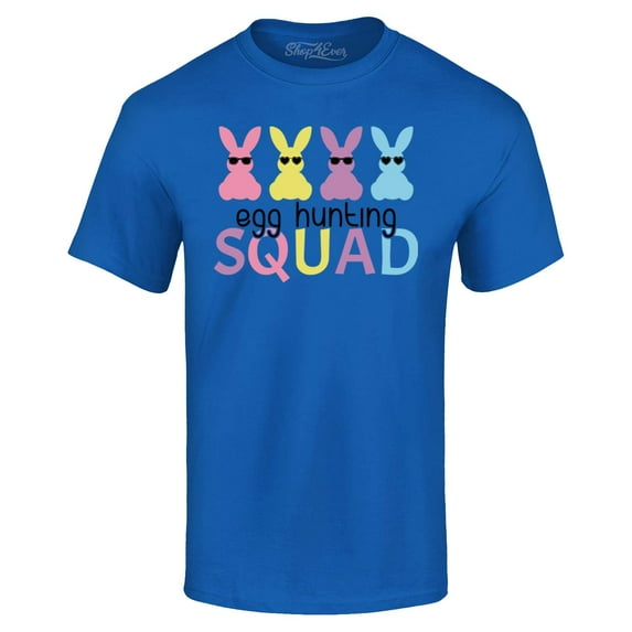 Shop4Ever Men's Easter Bunny Egg Hunting Squad Graphic T-shirt XXX-Large Royal Blue