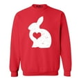 thumbnail image 1 of Shop4Ever Men's Easter Bunny Rabbit with Heart Crewneck Sweatshirt Small Red, 1 of 5