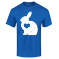 thumbnail image 1 of Shop4Ever Men's Easter Bunny Rabbit with Heart Graphic T-shirt Small Royal Blue, 1 of 5