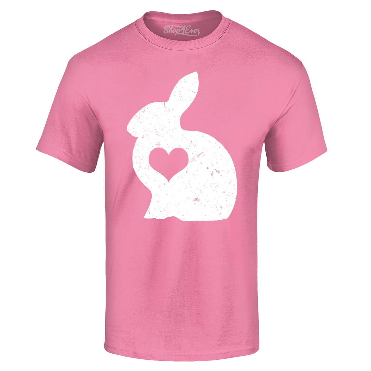 Shop4Ever Men's Easter Bunny Rabbit with Heart Graphic T