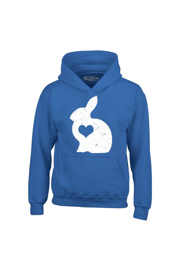 Men's Easter Bunny Rabbit with Heart Hooded Sweatshirt Hoodie Medium Royal Blue