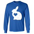 thumbnail image 1 of Shop4Ever Men's Easter Bunny Rabbit with Heart Long Sleeve Shirt Medium Royal Blue, 1 of 5