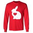 thumbnail image 1 of Shop4Ever Men's Easter Bunny Rabbit with Heart Long Sleeve Shirt Small Red, 1 of 5
