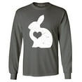 thumbnail image 1 of Shop4Ever Men's Easter Bunny Rabbit with Heart Long Sleeve Shirt XXX-Large Charcoal, 1 of 5