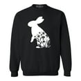 thumbnail image 1 of Shop4Ever Men's Easter Bunny Rabbit with Spring Flowers  Crewneck Sweatshirt XXXX-Large Black, 1 of 5