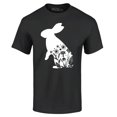 thumbnail image 1 of Shop4Ever Men's Easter Bunny Rabbit with Spring Flowers  Graphic T-shirt XXXX-Large Black, 1 of 5