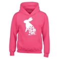 thumbnail image 1 of Shop4Ever Men's Easter Bunny Rabbit with Spring Flowers  Hooded Sweatshirt Hoodie Large Heliconia Pink, 1 of 5