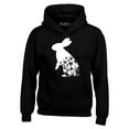 thumbnail image 1 of Shop4Ever Men's Easter Bunny Rabbit with Spring Flowers  Hooded Sweatshirt Hoodie XX-Large Black, 1 of 5
