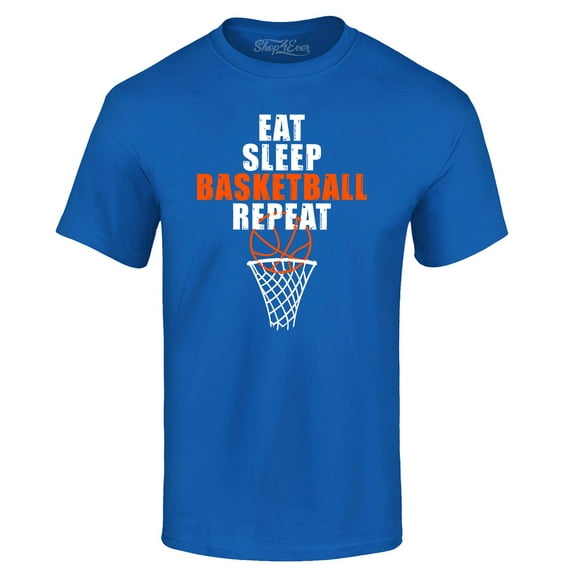 Shop4Ever Men's Eat Sleep Basketball Repeat Graphic T-shirt X-Large Royal Blue