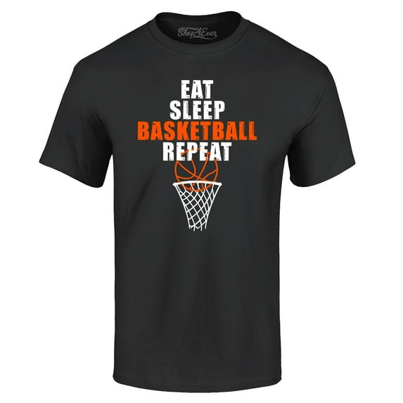 Shop4Ever Men's Eat Sleep Basketball Repeat Graphic T-shirt XXXXX-Large Black