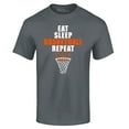 thumbnail image 1 of Shop4Ever Men's Eat Sleep Basketball Repeat Graphic T-shirt XXXXX-Large Charcoal, 1 of 5