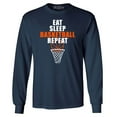 thumbnail image 1 of Shop4Ever Men's Eat Sleep Basketball Repeat Long Sleeve Shirt Medium Navy, 1 of 5