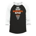 thumbnail image 1 of Shop4Ever Men's Eat Sleep Basketball Repeat Raglan Baseball Shirt X-Large Black/White, 1 of 4