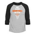 thumbnail image 1 of Shop4Ever Men's Eat Sleep Basketball Repeat Raglan Baseball Shirt XX-Large Heather Grey/Black, 1 of 4