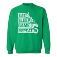 thumbnail image 1 of Shop4Ever Men's Eat Sleep Game Repeat Crewneck Sweatshirt Medium Irish Green, 1 of 5