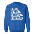 thumbnail image 1 of Shop4Ever Men's Eat Sleep Game Repeat Crewneck Sweatshirt Medium Royal Blue, 1 of 5