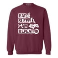 thumbnail image 1 of Shop4Ever Men's Eat Sleep Game Repeat Crewneck Sweatshirt XX-Large Maroon, 1 of 5