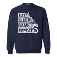 thumbnail image 1 of Shop4Ever Men's Eat Sleep Game Repeat Crewneck Sweatshirt XXX-Large Navy, 1 of 5