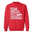 thumbnail image 1 of Shop4Ever Men's Eat Sleep Game Repeat Crewneck Sweatshirt XXX-Large Red, 1 of 5