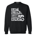 thumbnail image 1 of Shop4Ever Men's Eat Sleep Game Repeat Crewneck Sweatshirt XXXX-Large Black, 1 of 5