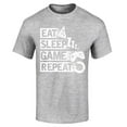 thumbnail image 1 of Shop4Ever Men's Eat Sleep Game Repeat Graphic T-shirt Large Sports Grey, 1 of 5
