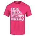 thumbnail image 1 of Shop4Ever Men's Eat Sleep Game Repeat Graphic T-shirt Medium Heliconia Pink, 1 of 5