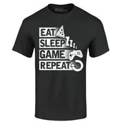 Shop4Ever Men's Eat Sleep Game Repeat Graphic T-shirt XXX-Large Black