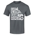 thumbnail image 1 of Shop4Ever Men's Eat Sleep Game Repeat Graphic T-shirt XXX-Large Charcoal, 1 of 5