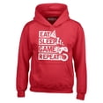 thumbnail image 1 of Shop4Ever Men's Eat Sleep Game Repeat Hooded Sweatshirt Hoodie Small Red, 1 of 5
