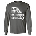 thumbnail image 1 of Shop4Ever Men's Eat Sleep Game Repeat Long Sleeve Shirt Medium Charcoal, 1 of 5