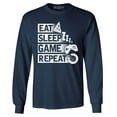 thumbnail image 1 of Shop4Ever Men's Eat Sleep Game Repeat Long Sleeve Shirt XX-Large Navy, 1 of 5