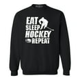 thumbnail image 1 of Shop4Ever Men's Eat Sleep Hockey Repeat  Crewneck Sweatshirt Large Black, 1 of 5