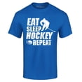 thumbnail image 1 of Shop4Ever Men's Eat Sleep Hockey Repeat  Graphic T-shirt XX-Large Royal Blue, 1 of 5