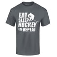 thumbnail image 1 of Shop4Ever Men's Eat Sleep Hockey Repeat  Graphic T-shirt XXXX-Large Charcoal, 1 of 5