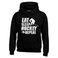 thumbnail image 1 of Shop4Ever Men's Eat Sleep Hockey Repeat  Hooded Sweatshirt Hoodie XXXXX-Large Black, 1 of 5