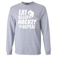 thumbnail image 1 of Shop4Ever Men's Eat Sleep Hockey Repeat  Long Sleeve Shirt XX-Large Sports Grey, 1 of 5