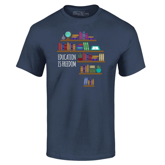 Shop4Ever Men's Education is Freedom African History Books Graphic T-shirt Small Navy