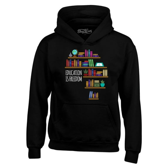 Shop4Ever Men's Education is Freedom African History Books Hooded Sweatshirt Hoodie Small Black