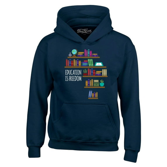 Shop4Ever Men's Education is Freedom African History Books Hooded Sweatshirt Hoodie Small Navy